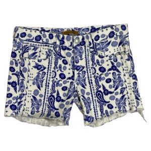 Rebecca Minkoff Crosby Boyfriend Short- White and Blue Paisley- Size 28
